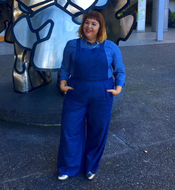 Plus size denim overalls