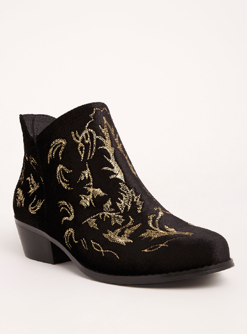 Lurex Embroidered Ankle Booties 