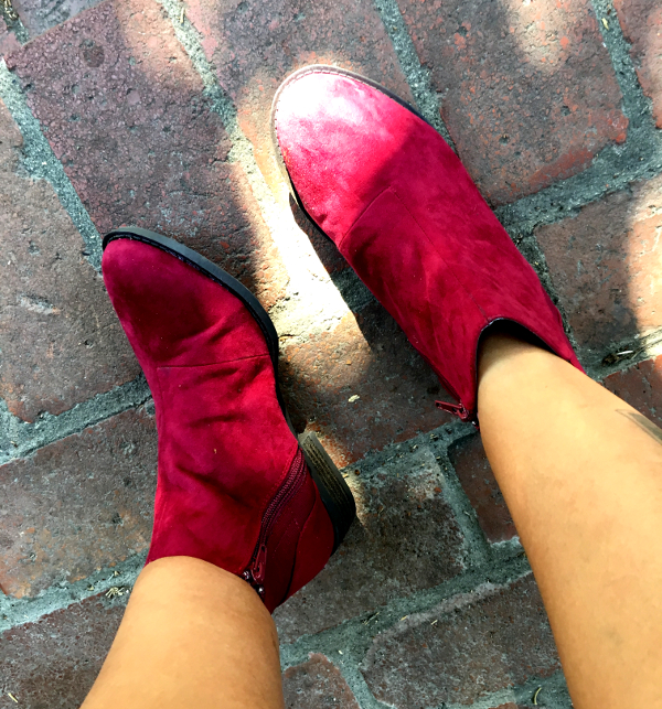 Burgundy booties