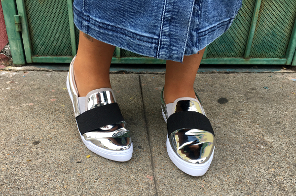 Silver pointed toe sneakers