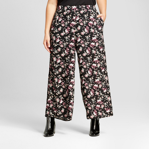 Plus Size Floral Print Woven Pants