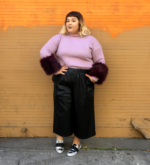 Plus size leather gaucho pants